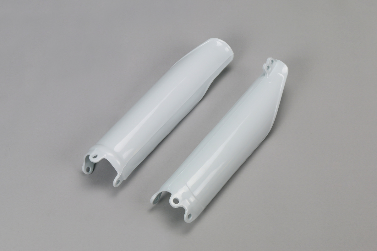 Fork Slider Protectors white for Honda CRF 250R (2014-18) - CRF 450R (2009-18) - REPLICA PLASTICS - HO04640-041 - Ufo Plast