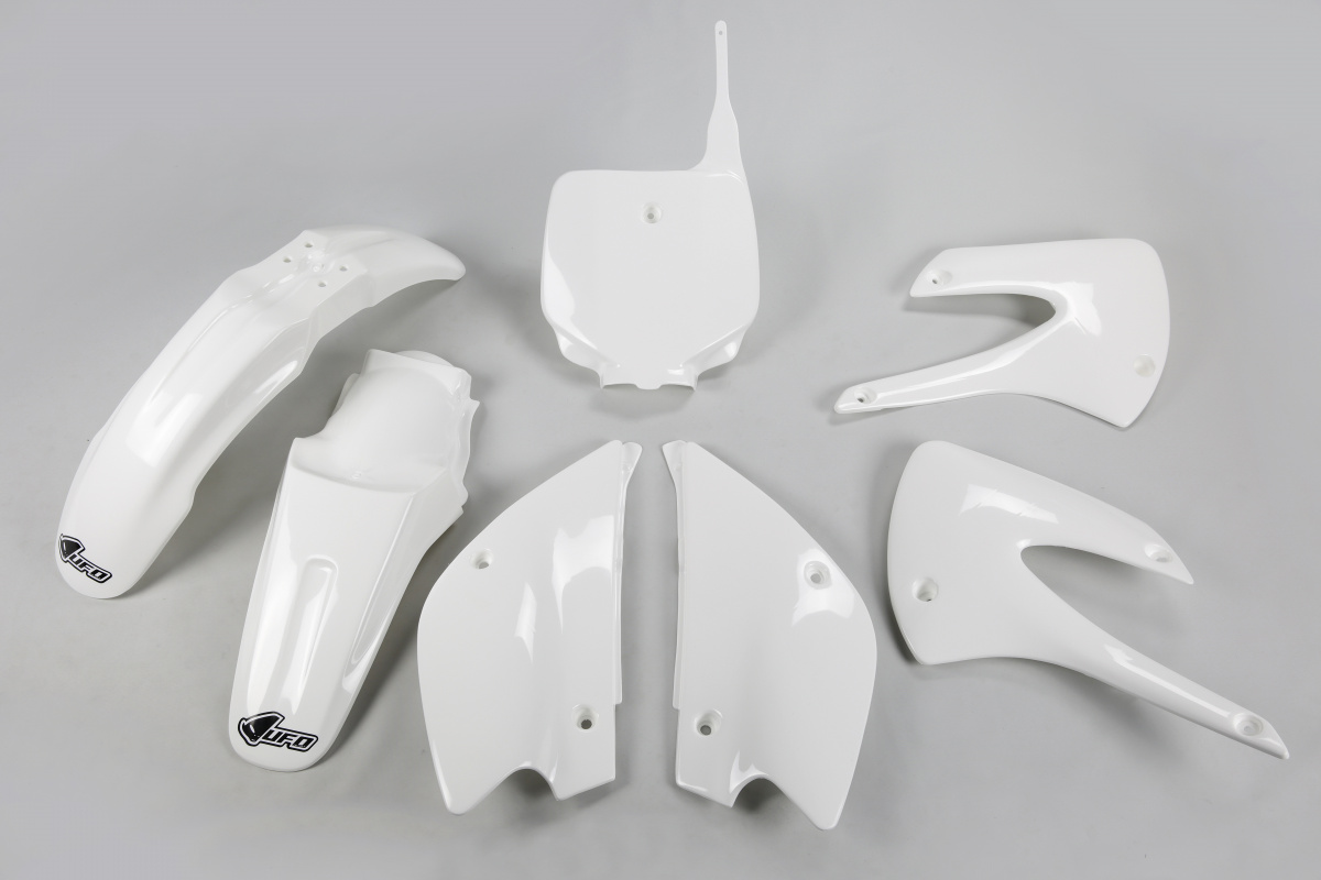 Plastic Kit white for Kawasaki KX 85 (2001-13) - KX 100 (2001-13) - REPLICA PLASTICS - KAKIT214K-047 - Ufo Plast