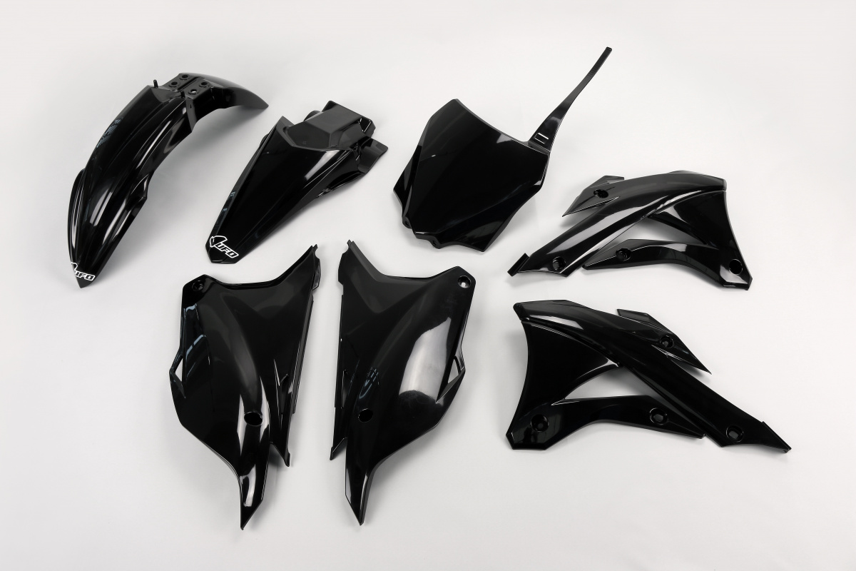 Plastic Kit black for Kawasaki KX 85 (2014-21) - KX 100 (2014-21) - REPLICA PLASTICS - KAKIT222-001 - Ufo Plast