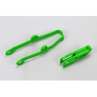 Chain guide+swingarm chain slider - green - Kawasaki - REPLICA PLASTICS - KA04710-026 - UFO Plast