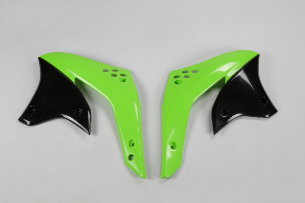 Radiator covers / Green-black - green - Kawasaki - REPLICA PLASTICS - KA03784-026 - UFO Plast