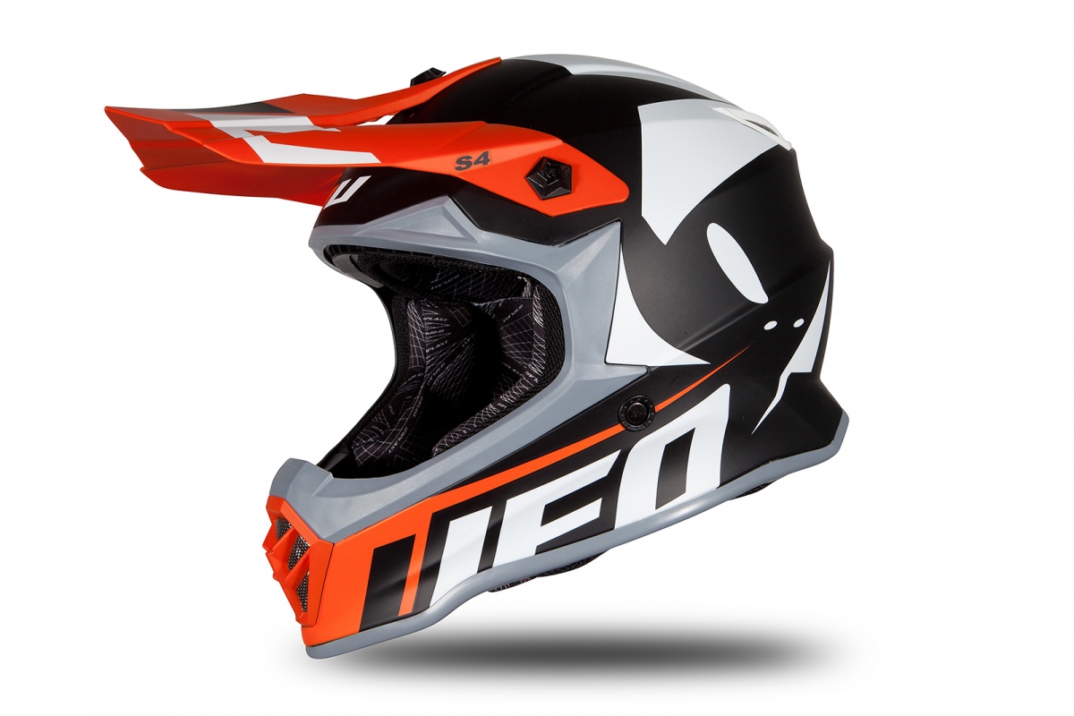 Motocross helmet for kids neon orange and black matt - Helmets - HE192 - UFO Plast