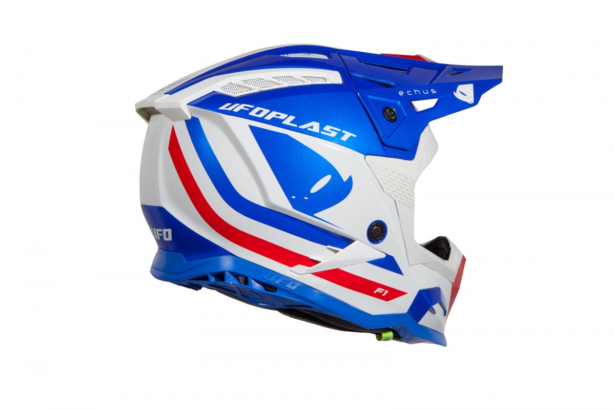 Motocross helmet Echus blue, white and red glossy - Home - HE168 - UFO Plast