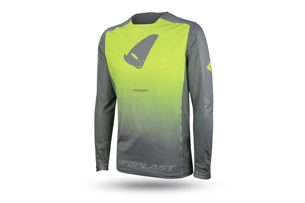 Mtb Terrain LV1 jersey long sleeves gray and neon yellow - Jersey - JE05001-ED - UFO Plast