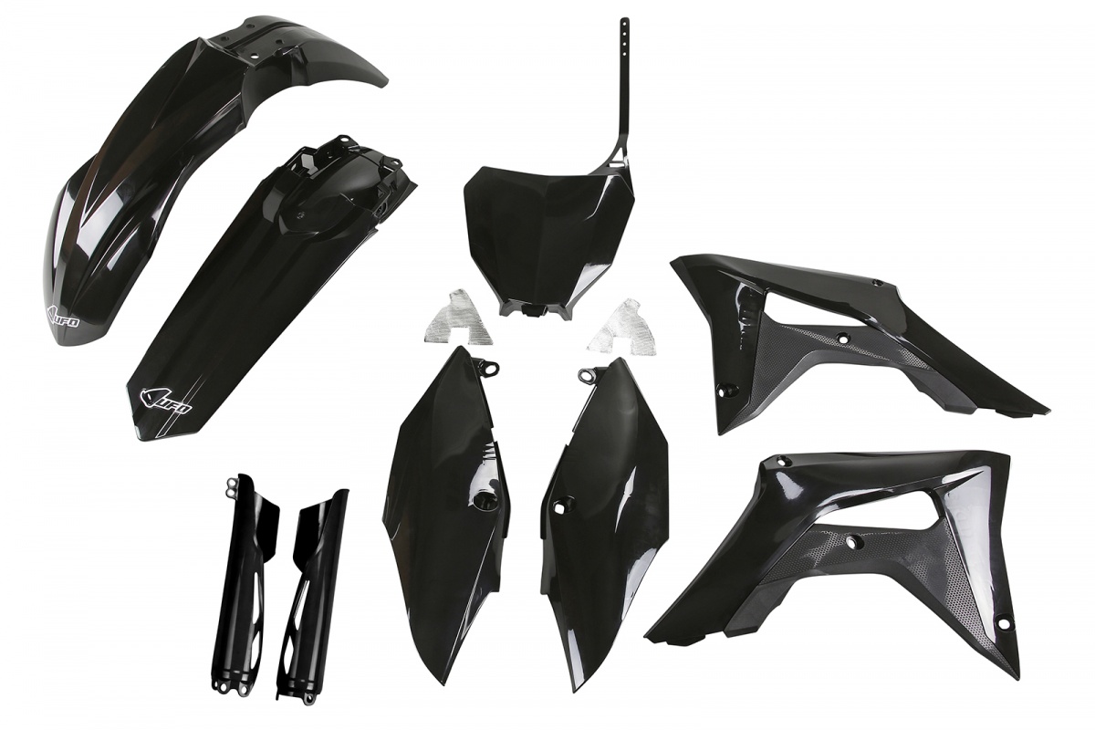 Full Plastic Kit black for Honda CRF 250R (2018-21) - CRF 450R (2017-20) - REPLICA PLASTICS - HOKIT119F-001 - Ufo Plast