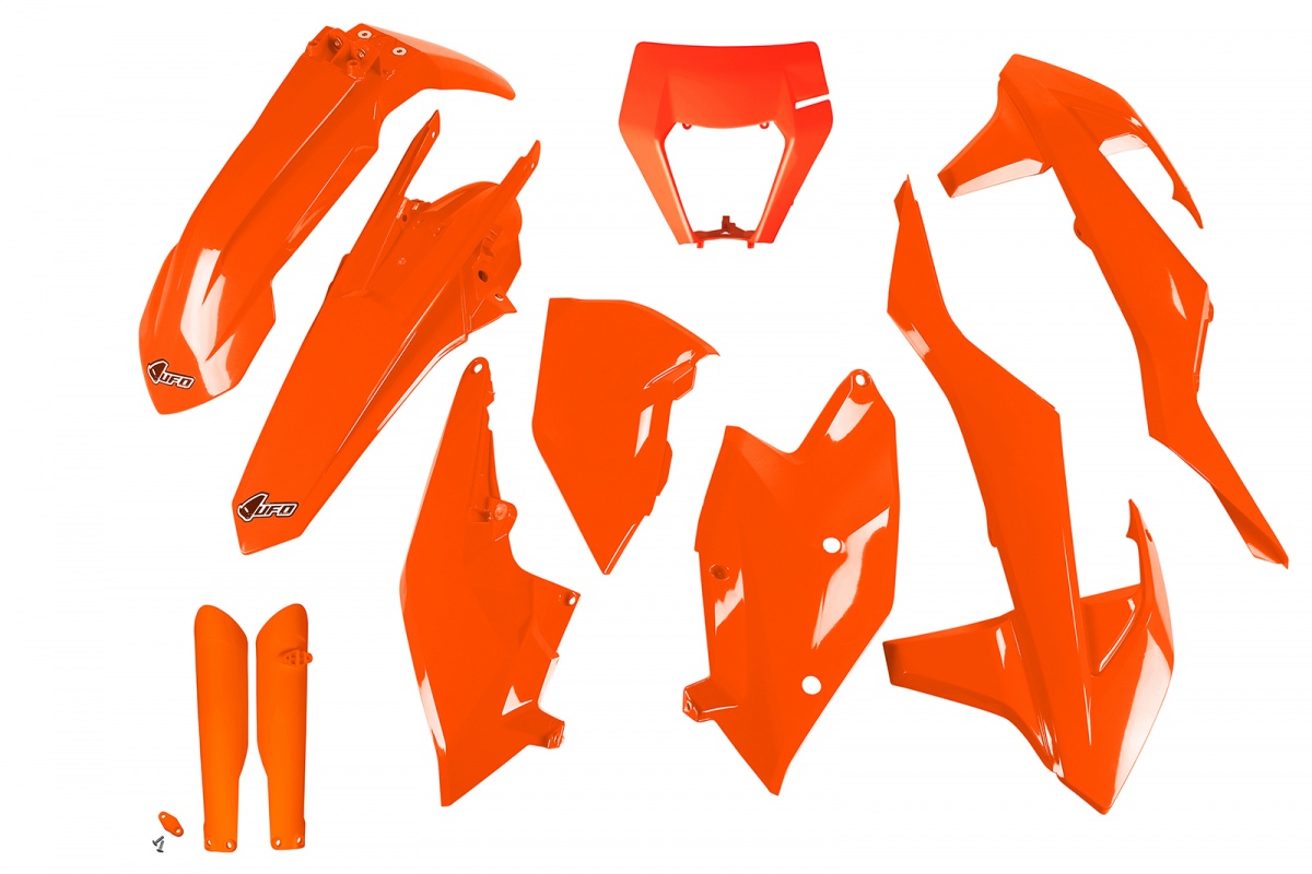 Full Plastic Kit neon orange for Ktm EXC 125/XC W125 - EXC 150/XC W150 / XC W150TPI - EXC 250/XC W250 - EXC-F 250/XCF W250 -....