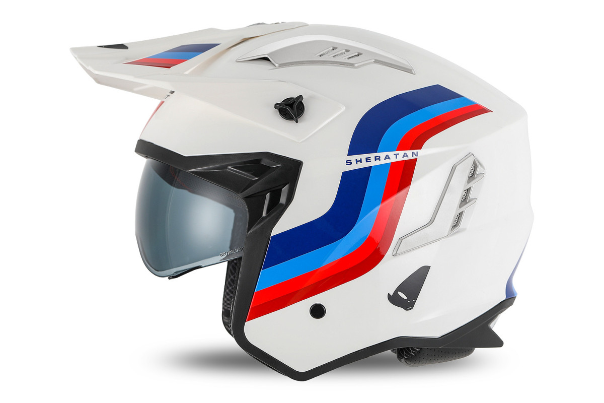 Sheratan cross jet helmet white, red, blue